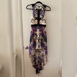 EUC Bebe Hi-Low Maxi Dress Cage Detail Size 2
